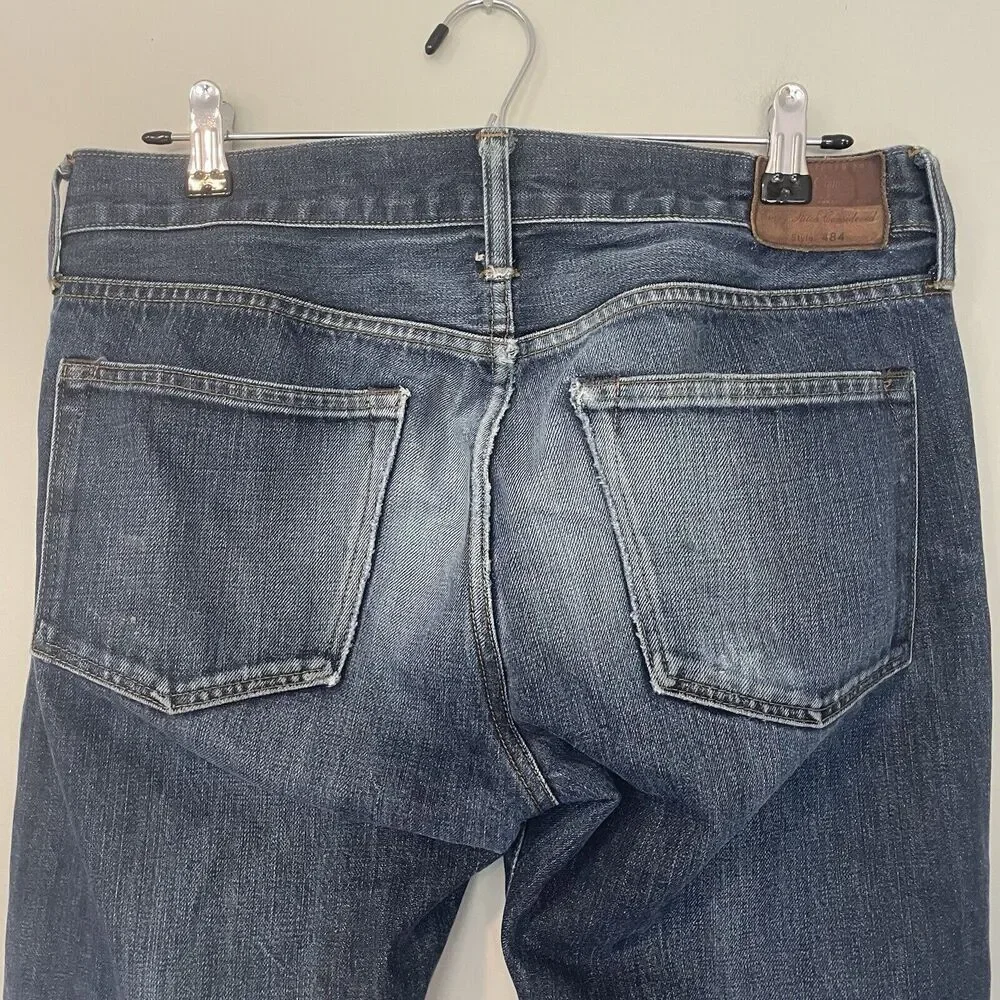 J Crew Men's 484 Slim Fit Jeans Straight Leg 32 x‎ 34 Tapered Dark Wash Jcrew